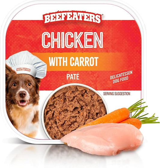 Beefeaters Dog Treats - Chicken with Carrot Pate 3.5oz, Case of 96 | Natural Adult Dog Food | No Artificial Additives, Rich in Fiber, Vitamins & Minerals | Dog Training Treats for Adults