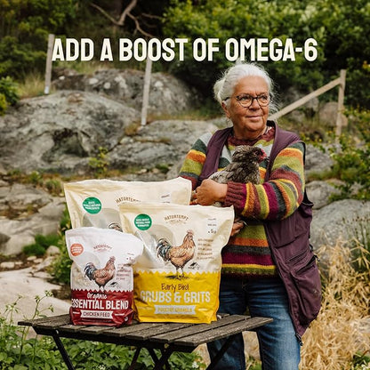 5lb Grubs & Grits Organic Chicken Feed - 3 Grub Blend with Oyster Shells & Grits - Dried Mealworms for Chickens Plus Large & Small Black Soldier Fly Larvae - Food Designed for Foraging