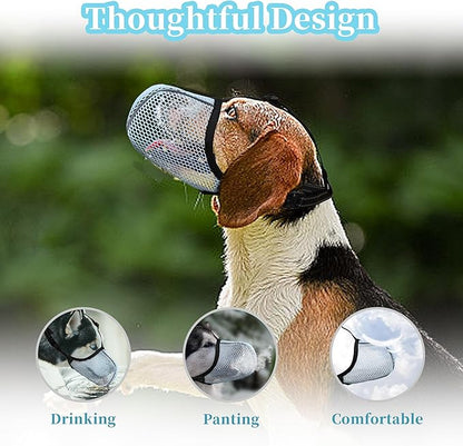 Dog Muzzle, Breathable Soft Muzzle for Small Dogs to Anti & Prevent Barking Biting Chewing, Reflective & Adjustable Basket Muzzle with Air Mesh for Toy Poodles Blue S