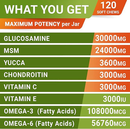 Senior Advanced Glucosamine Joint Supplement + Glucosamine Treats for Dogs Bundle - Hip & Joint Pain Relief + Advanced Mobility - Omega-3 Fish Oil, Chondroitin, MSM - Small + Large Breeds - 240 Chews