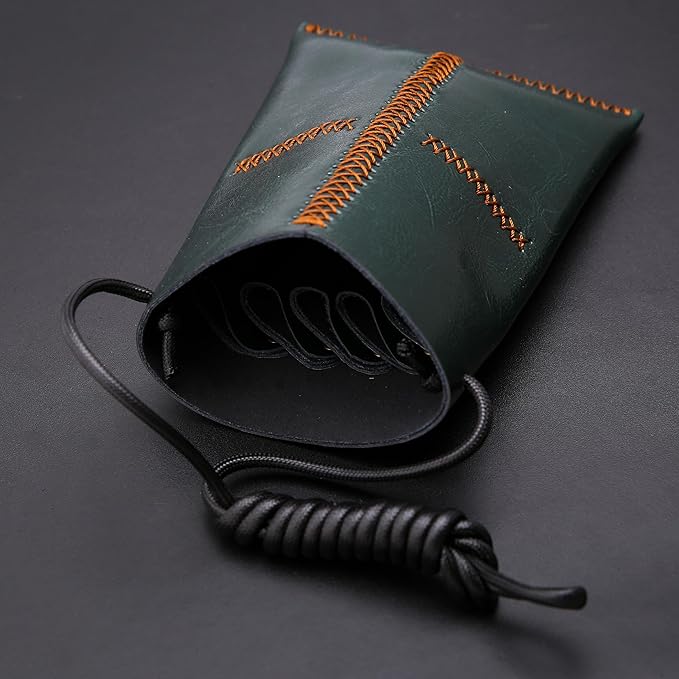 Dog Grooming Scissors Storage Bag: Hand-stitched, Show-quality Head Layer Calf Leather, Holds 5 Pairs of Dog Grooming Scissors Green