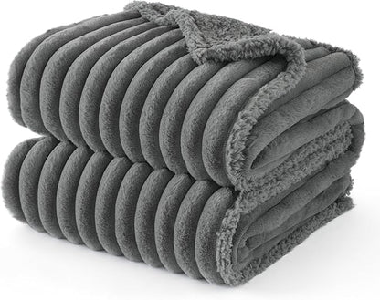 Bedsure Waterproof Dog Blankets for Large Dogs - Soft Pet Cat Blanket Corduroy Fleece for Couch Bed Protector Washable, Cozy Calming Reversible Furniture Protection for Puppy,50"x60", Warm Grey