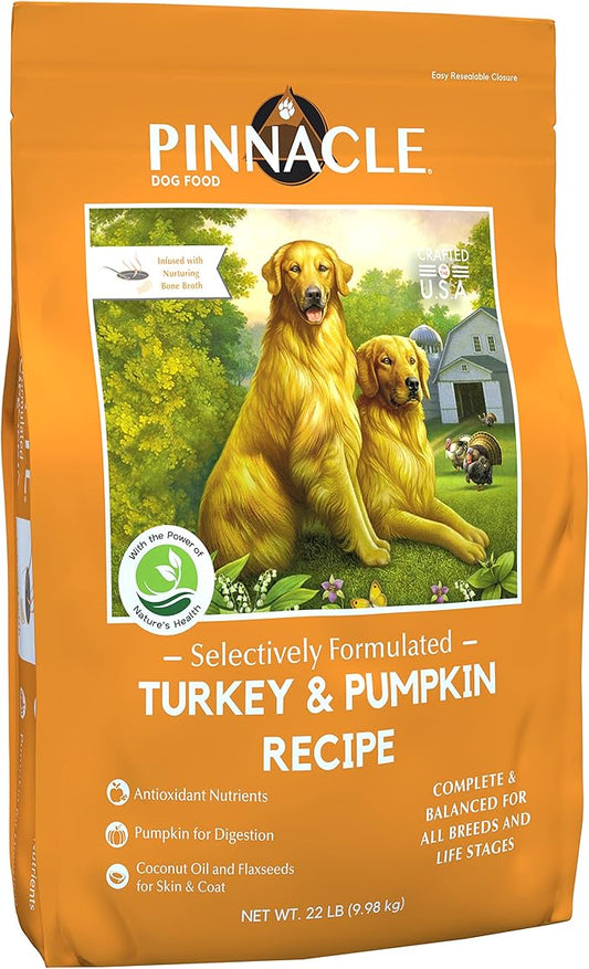 Pinnacle Pet Pinnacle Turkey & Pumpkin Dry Dog Food 22 lb, Infused with Broth