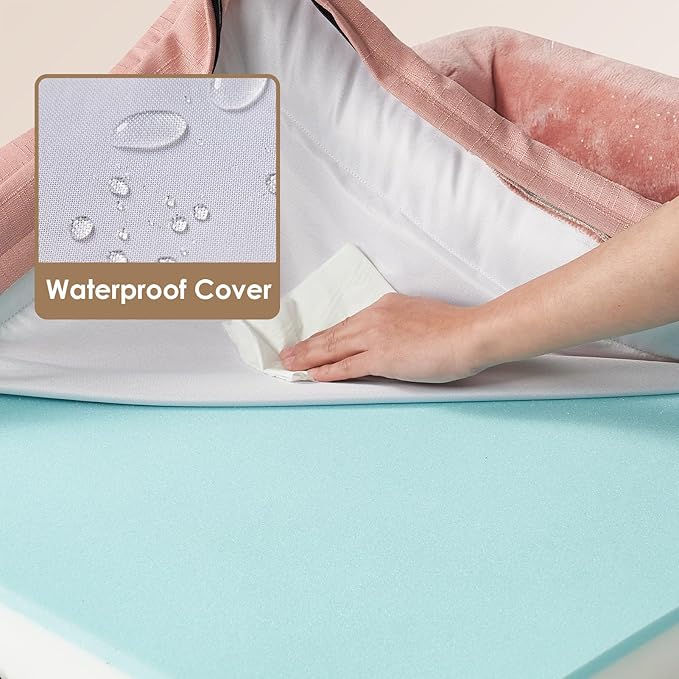 EHEYCIGA Orthopedic Dog Beds for Large Dogs, Waterproof Memory Foam Large Dog Bed with Sides, Non-Slip Bottom and Egg-Crate Foam Large Dog Couch Bed with Washable Removable Cover, Dusty Pink