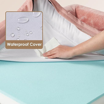 EHEYCIGA Orthopedic Dog Beds for Large Dogs, Waterproof Memory Foam Large Dog Bed with Sides, Non-Slip Bottom and Egg-Crate Foam Large Dog Couch Bed with Washable Removable Cover, Dusty Pink