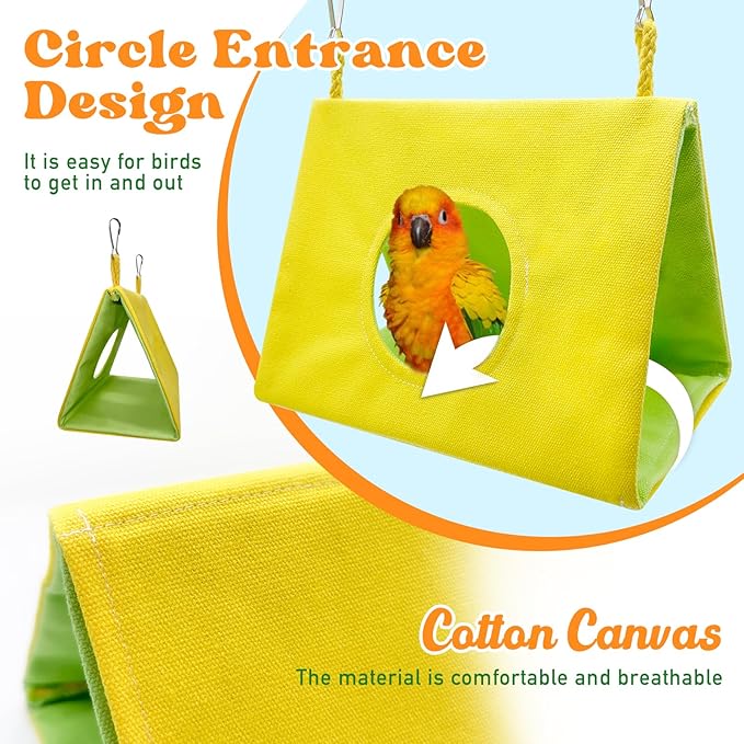 Bird Nest House Summer Bird Bed for Cage Hanging Hammock Shed Hut Parrot Hideaway for Budgies Lovebirds Cockatiels Conures Quakers African Grey Amazon Parrots, Small to Large Birds (M)