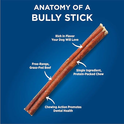 Barkworthies Odor-Free 12-inch Bully Sticks (3 Pack) - Healthy Dog Chews - Protein-Packed, Easily digestible, All-Natural Rawhide Alternative Dog Treats - Promotes Dental Health