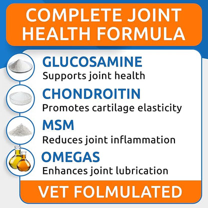 BARK&SPARK Senior Advanced Glucosamine Chondroitin for Dogs - Hip Joint Pain Relief - Old Dog Joint Chews Large & Small Breed - Hip Joint Chews Joint Health Care Treats - 120Ct