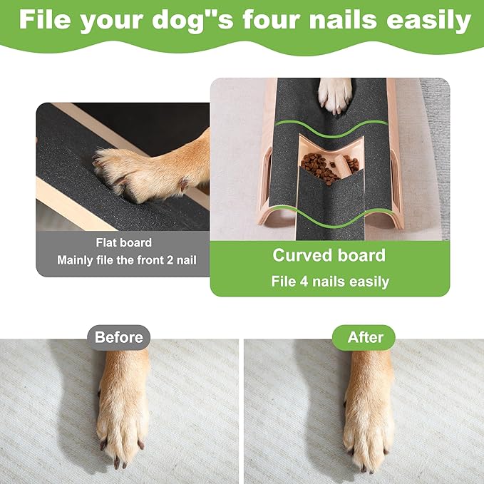 M-Shaped Dog Scratch Pad for Nails with Treat Box, Dog Nail Scratch Board for Large Dogs, Dog Nail File Toy and Shorten Dog_ Side Nail Easier (with Treat Box, XL)