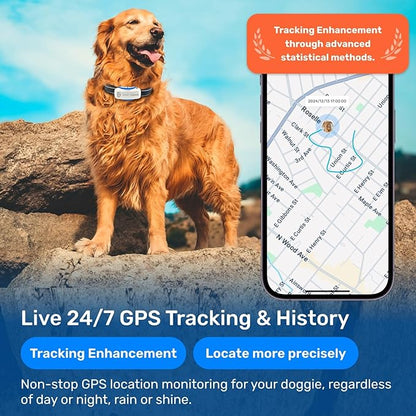 AI GPS Tracker for Dogs (30lbs+), Real Time Location and AI Vet Health Management, Electronic Fence, Waterproof, iOS and Android Universalï¼_hiteï¼