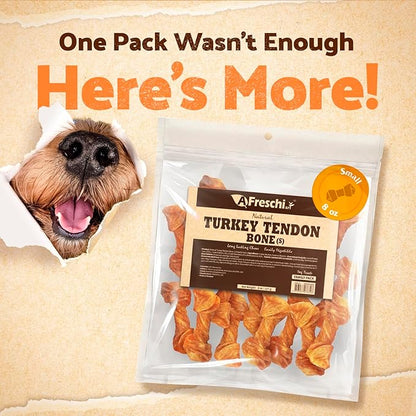 Afreschi Natural Turkey Tendon Bone (S) 8 oz, Turkey Sourced from USA, All Natural Puppy Chew, Hypoallergenic, Rawhide Alternative, for Small Breeds