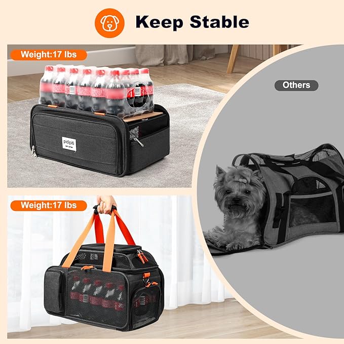 17x12x8.3 TSA Approved Expandable pet Carrier for Extra-Small Dog Under 6-8 lbs,Small-Medium cat Under 10 lbs,for jetblue and Other Airlines only Have 8.5'' Height Space underseat