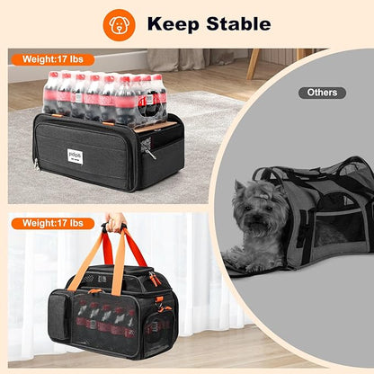 17x12x8.3 TSA Approved Expandable pet Carrier for Extra-Small Dog Under 6-8 lbs,Small-Medium cat Under 10 lbs,for jetblue and Other Airlines only Have 8.5'' Height Space underseat