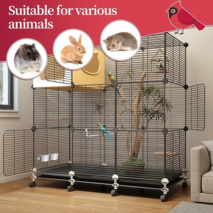 Bird Cage Feeder, Bird Feeder for Cage, 40oz Stainless Steel Food Water Bowl with Clamp, Clip-On Cage Coop Cup for Parrot Hamster Rabbit Rat Small Animals