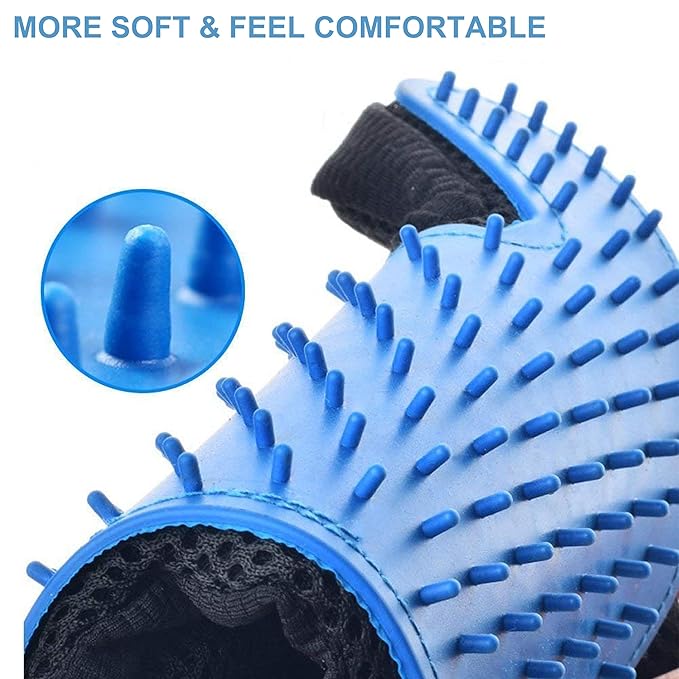 3PCS Pet Grooming Kit: Shampoo Massage Gloves, Hair Fur Remover for Bathing, Shedding Brush for Short & Long Fur