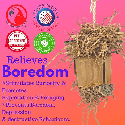 Bonka Bird Toys 3857 Medium Shreddy Eddy Foraging Shred Small Medium Bird Toy Cardboard Waffle Crinkly Paper Conures Parakeets African Greys and Other Similar Birds