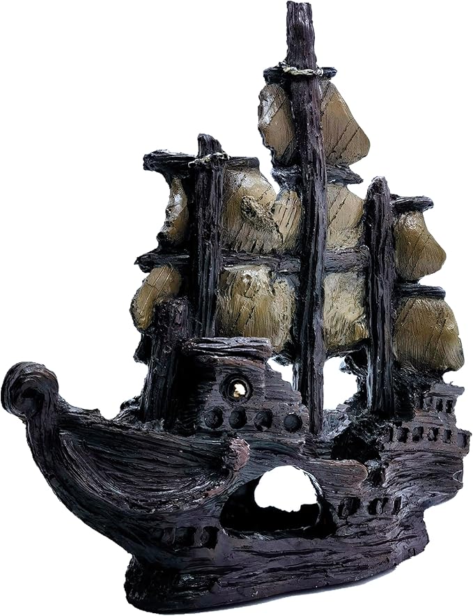 M2cbridge Aquarium Decor Castle Shipwreck Ornament Underwater Landscape(Galleon)