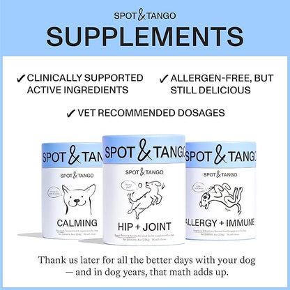 Spot & Tango Calming Supplements for Dogs - Vet-Approved for Anxiety and Stress Relief - L-Theanine, Passionflower, Ashwagandha, Chamomile - Flavored with Real Pineapple, 56 Count
