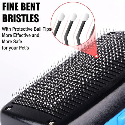 Fida Self Cleaning Slicker Brush with Protective Ball Tips, Dog & Cat Brush for Shedding and Grooming Loose Undercoat, Mats - Small to Large Dogs & Cats, Short to Long Hair