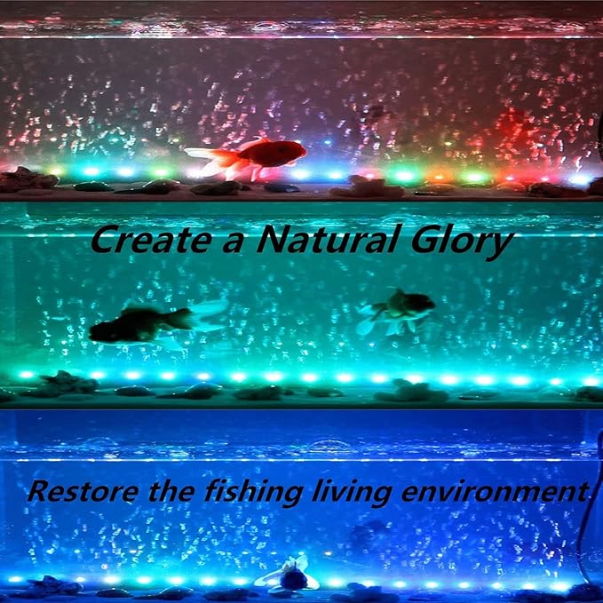 LED Aquarium Light, 11.5 inches Fish Tank Light RGB Color Underwater light Submersible Crystal Glass Lights, 15 LED Beads, Brightness Adjustable Memory Function, LED Light bar Stick for Fish Tank