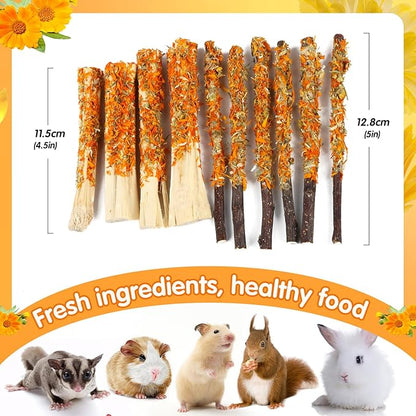 Apple Sticks for Rabbits, Natural Bunny Chew Toys Wood Treats Food for Small Animals,Hamsters, Chinchillas Squirrel Bunny Guinea Pigs Small Pet Apple Chew Sticks