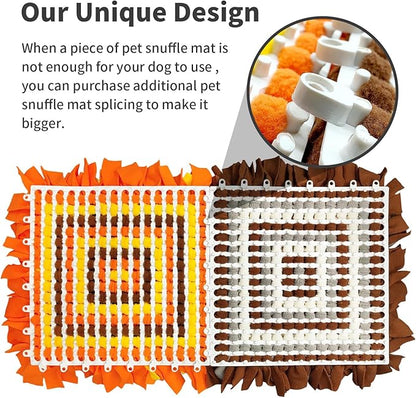 Pet Snuffle Mat for Dogs, Dog Feeding Mat, Nosework Training Mats for Foraging Instinct Interactive Puzzle Toys (Orange&Yellow&Brown)