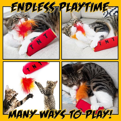 Cat Toys Grenade, Cat Toys for Indoor Cats, Kitten Toys, Catnip Toys for Cats of All Breeds, Action Themed Fun for Kicking, Biting, Chewing (Grenade & TNT, 2-Pack)