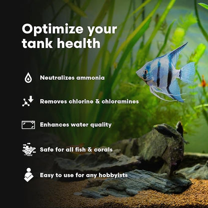 Continuum Aquatics Fraction Water Conditioner for Freshwater & Marine Aquariums – Removes Ammonia, Chlorine & Chloramines – Supports Aquarium Balance – Reef & Fish Safe – Advanced Water Treatment, 4 L