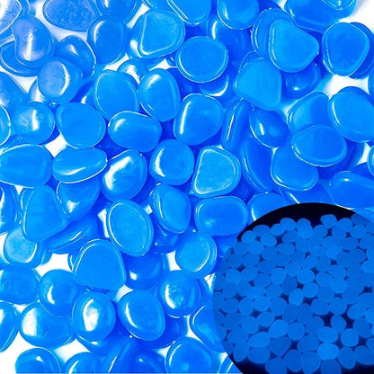 Glow in The Dark Fish Tank Rocks,Blue Glowing Rocks Stones Resin Glow in Dark Pebbles for Outdoor Garden, Fish Tank, Aquarium, Landscaping,Driveway Decoration,11 oz