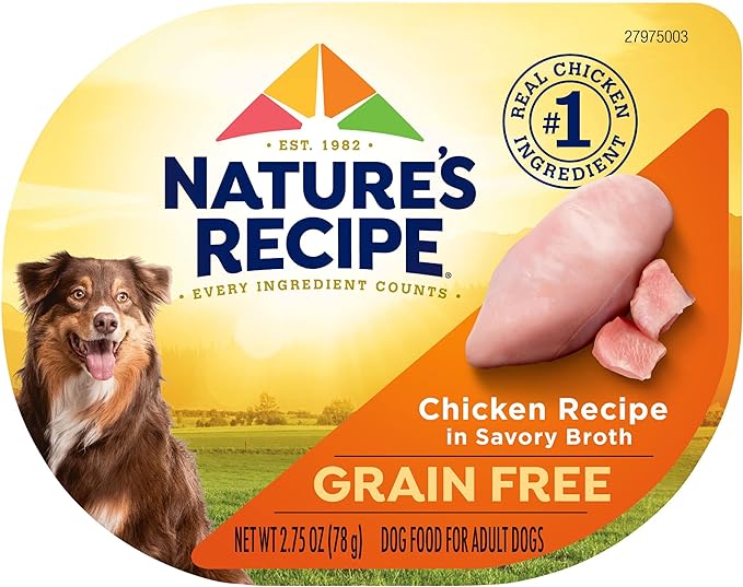 Nature's Recipe Grain Free Chicken Recipe in Savory Broth Wet Dog Food, 2.75 oz. Cup, 12 Count