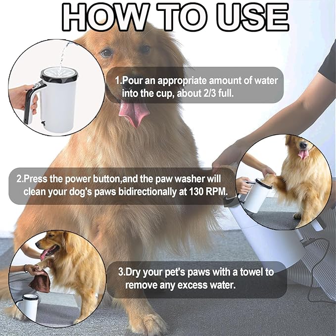 Dog Paw Cleaner, Washer with Soft Silicone Brush, Rechargeable Automatic Pet Paw Cleaner Cup for Small Medium Dogs and Cats