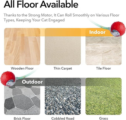 Speedy Tail Ball Toy 3.0 with 3 Play Modes, Bonus Tail, Powerful Motor Moving Ball, Interactive Auto Toy for Indoor Bored Kitten & Adult Cats, USB Rechargeable (Red, Birdsong)