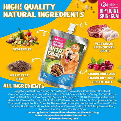 VitaGravy Dog Food Topper for Dry Dog Food Wet Dog Food in Herb Roasted Chicken Delicious Flavour. Dogs Love Rich Gravy Texture than Bone Broth for Dogs. Farmers Dog Food topper, Pet Food, 3.5oz, 3 Pk