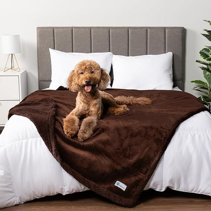 PetAmi WATERPROOF Dog Blanket for Medium Large Dog, Pet Puppy Blanket Couch Cover Protection, Sherpa Fleece Cat Blanket, Sofa Bed Furniture Protector Reversible Soft Plush Washable, 60x40 Brown Brown