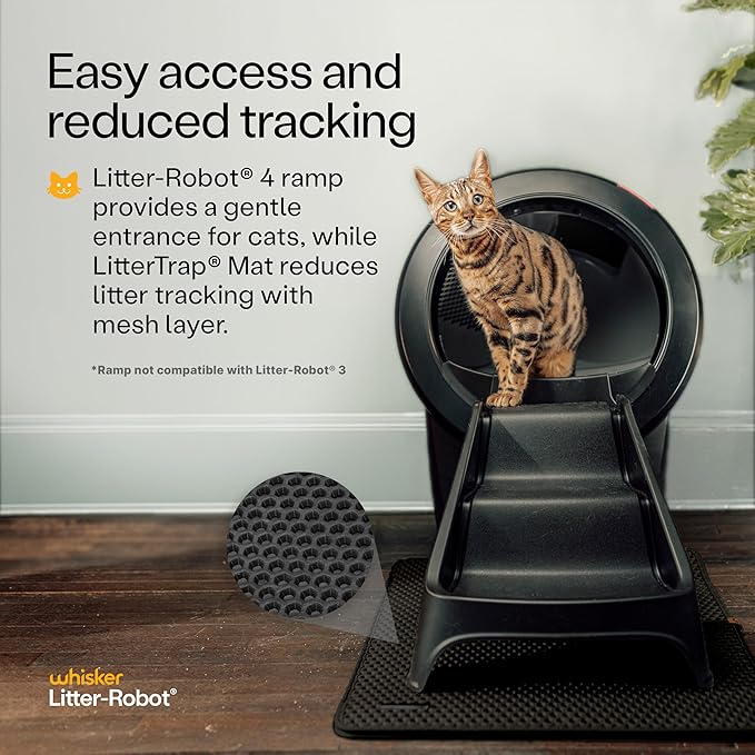 Litter-Robot 4 Supply & Accessory Bundle by Whisker, Black- Automatic Self-Cleaning Cat Litter Box, Includes Litter-Robot 4, Ramp, Mat, 3 OdorTrap Packs, 10 Liners, 30 Wipes, & 2 Carbon Filters