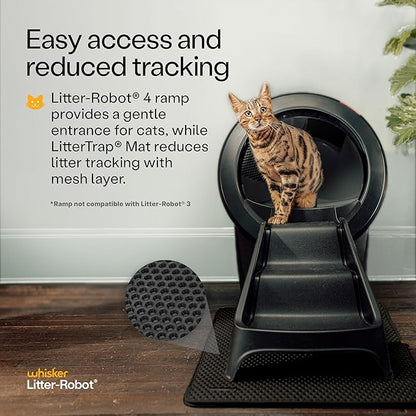 Litter-Robot 4 Supply & Accessory Bundle by Whisker, Black- Automatic Self-Cleaning Cat Litter Box, Includes Litter-Robot 4, Ramp, Mat, 3 OdorTrap Packs, 10 Liners, 30 Wipes, & 2 Carbon Filters
