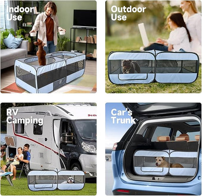 2-in-1 Dog Playpen, 73''Pop Up Cat Puppy Pet Playpen Indoor/Outdoor Cats Enclosed, Cat Dog Tent Crate Cage Kennel, Portable Playpen for Kitten, Small Animals Play Pen(No Divider, Unified Space)