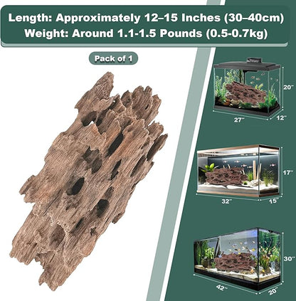 Natural Wood Driftwood for Aquarium Fish Tank Decor,Assorted Natural Tree Hole Wood for Reptile Decor (SHP-XM Driftwood (SHP-XM Driftwood L(12 to15 Inch)-Pack of 1)