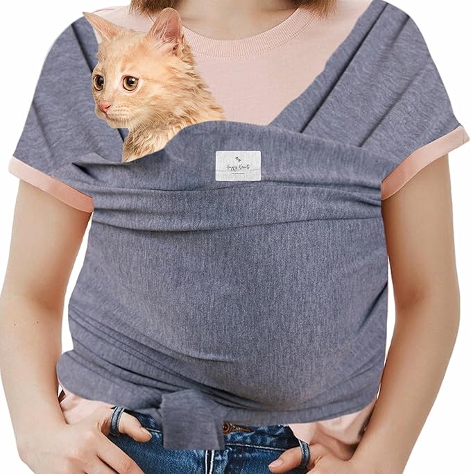 Sling Carrier for Small Dogs and Cats, Cat Carrier Pouch, Puppy Sling, Dog Chest Wrap, Cat Wraps, Dog Sling, Cat Sling, Comfortable, Weight-Distributing Pet Sling, Travel and Daily Use (Black).