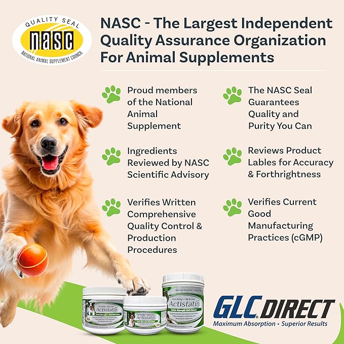 Actistatin Canine Small Dog Soft Chews, 120ct  Patented Extra-Strength Joint, Cartilage, Soft Tissue Supplement: Glucosamine, Chondroitin, Manganese, MSM, L-Carnitine  High Absorption, Fast Results