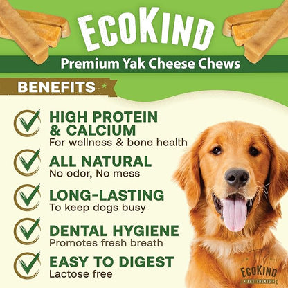 EcoKind Premium Gold Yak Cheese Himalayan Dog Chews, Healthy Dog Treats for Small Dogs, All Natural, High Protein Dog Chew, Cheese, Small - 16 Chews