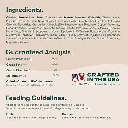 Jinx Premium Wet Dog Food Cans - Salmon Pate - Grain-Free Canned Dog Food Pate & Topper with Real Ingredients & No Fillers - All Life Stages, Breeds & Sizes - 12-Pack, 13 Oz