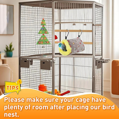MEWTOGO Small Warm Bird Nest House - Cozy Bird Bed for Cage with Mat, Hanging Hammock Shed Hideaway Hut for Lovebirds Lineolated Parakeets Canaries Zebra Finches Society Finches Parrotlets