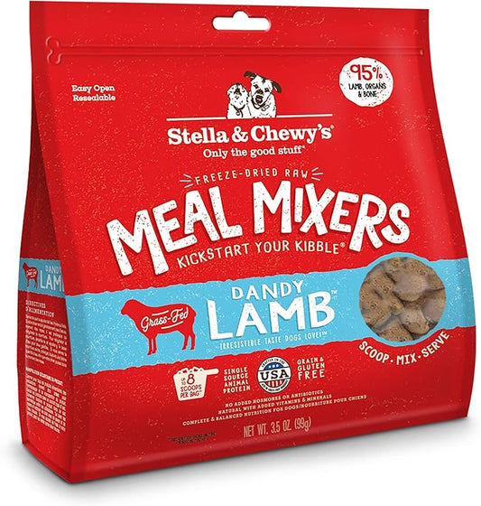 Stella & Chewy's Freeze Dried Raw Dandy Lamb Meal Mixer  Dog Food Topper for Small & Large Breeds  Grain Free, Protein Rich Recipe  3.5 oz Bag