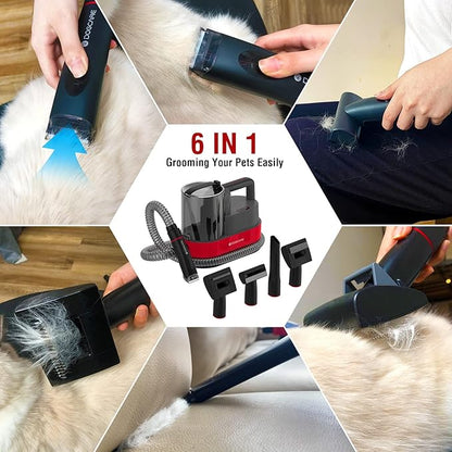 DOGCARE 6-in-1 Dog Modern Grooming Kit with Vacuum, Cat & Dog Clippers & Vacuum for Shedding Grooming with 2.5L Large Capacity Dust Box, Powerful Suction and Lower Noise Pet Grooming Kit at Home