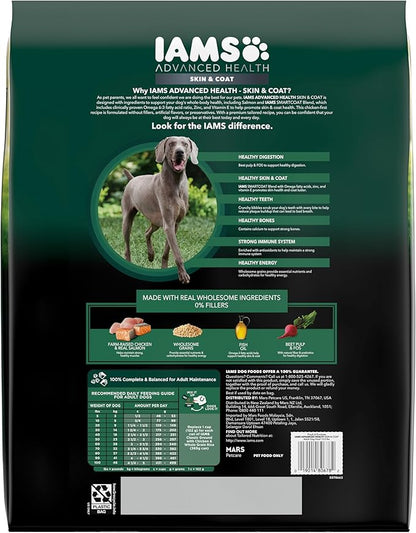 IAMS Advanced Health Skin & Coat Adult Dry Dog Food Chicken and Salmon Recipe, 13.5 lb. Bag