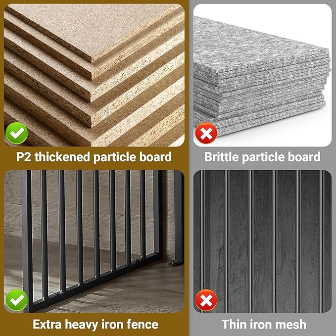 Rovibek 66" Double Dog Crate Furniture, Large Dog Kennel Furniture TV Stand for 2 Dogs, Furniture Style Dog Crates End Table, Wood Crates for Dogs Grey