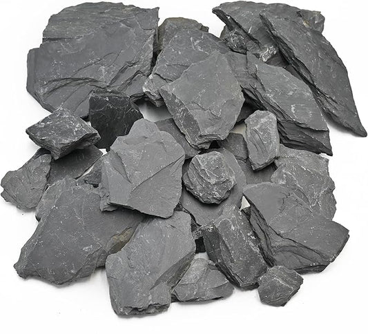 Natural Slate Stone for Aquarium 3 to 10 Inches Fish Tank Rocks Reptile Basking Stones & Fairy Garden Decor,Aquascaping,Paludariums-20LB
