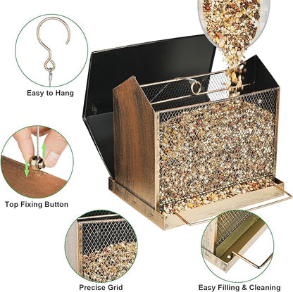 Bird Feeder for Outdoor, Heavy Duty Metal Wild Birdfeeder for Garden Yard Outside Hanging, House Shape Large Capacity