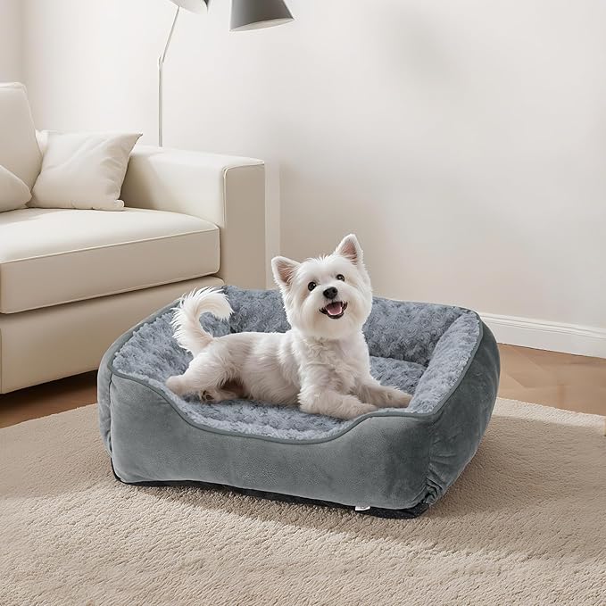JOEJOY Rectangle Dog Bed for Large Medium Small Dogs - Washable Orthopedic Sofa Bed, Soft Breathable Puppy & Pet Cuddler, Durable Calming Dog Bed with Anti-Slip Bottom, Multiple Sizes, Grey